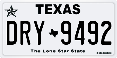 TX license plate DRY9492