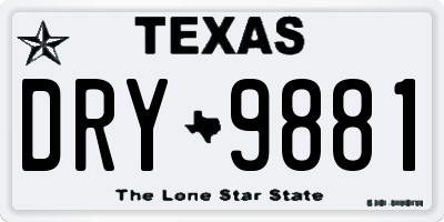 TX license plate DRY9881