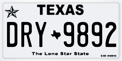TX license plate DRY9892