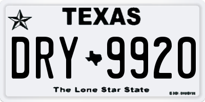 TX license plate DRY9920