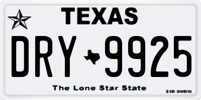 TX license plate DRY9925