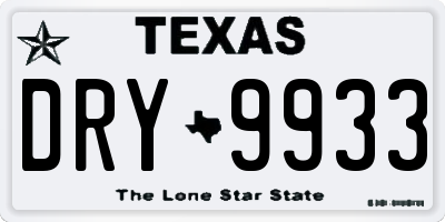 TX license plate DRY9933