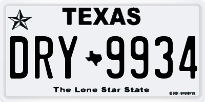 TX license plate DRY9934