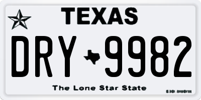 TX license plate DRY9982
