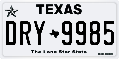TX license plate DRY9985