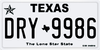 TX license plate DRY9986