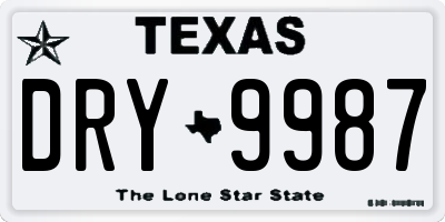 TX license plate DRY9987