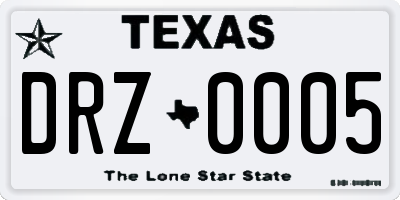 TX license plate DRZ0005