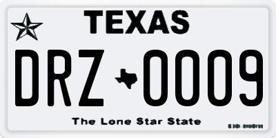 TX license plate DRZ0009