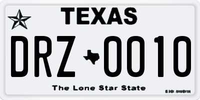 TX license plate DRZ0010