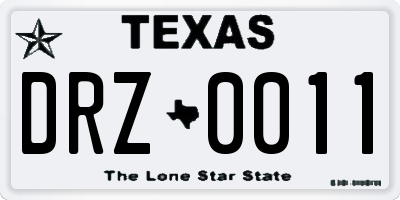 TX license plate DRZ0011