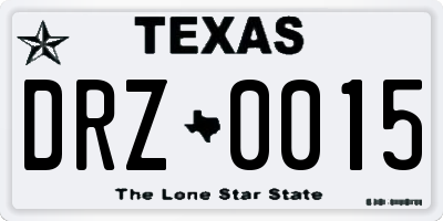 TX license plate DRZ0015