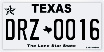 TX license plate DRZ0016