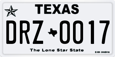 TX license plate DRZ0017