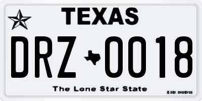 TX license plate DRZ0018