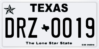 TX license plate DRZ0019