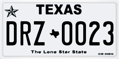 TX license plate DRZ0023