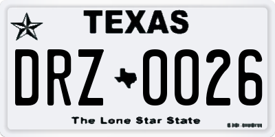 TX license plate DRZ0026