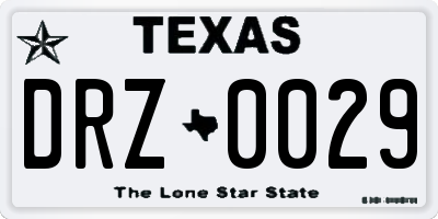 TX license plate DRZ0029