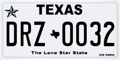 TX license plate DRZ0032