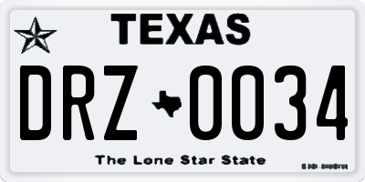 TX license plate DRZ0034