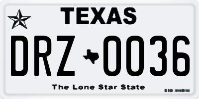 TX license plate DRZ0036