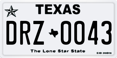 TX license plate DRZ0043