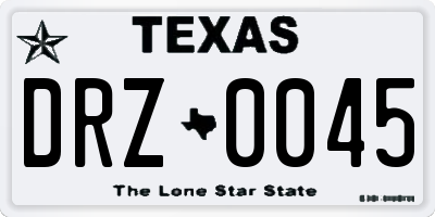 TX license plate DRZ0045