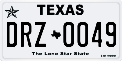TX license plate DRZ0049