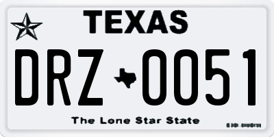 TX license plate DRZ0051