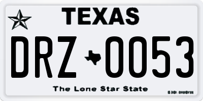 TX license plate DRZ0053