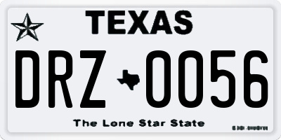 TX license plate DRZ0056