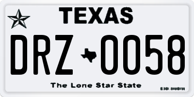TX license plate DRZ0058