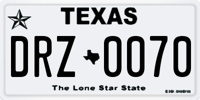 TX license plate DRZ0070
