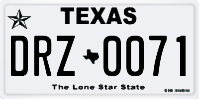 TX license plate DRZ0071