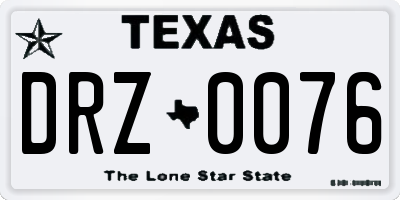 TX license plate DRZ0076