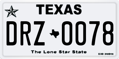 TX license plate DRZ0078