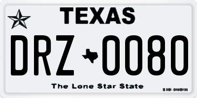 TX license plate DRZ0080
