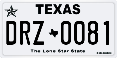 TX license plate DRZ0081