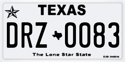TX license plate DRZ0083