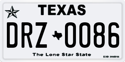 TX license plate DRZ0086