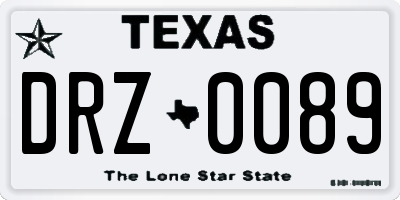 TX license plate DRZ0089