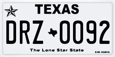 TX license plate DRZ0092