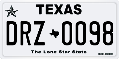 TX license plate DRZ0098