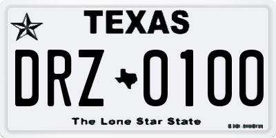 TX license plate DRZ0100