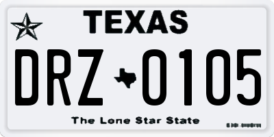 TX license plate DRZ0105