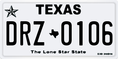TX license plate DRZ0106