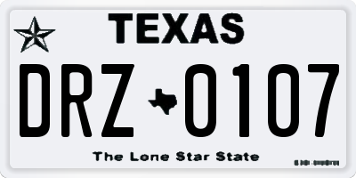 TX license plate DRZ0107