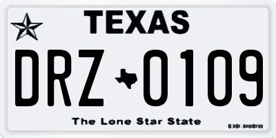 TX license plate DRZ0109