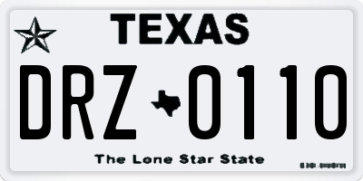TX license plate DRZ0110